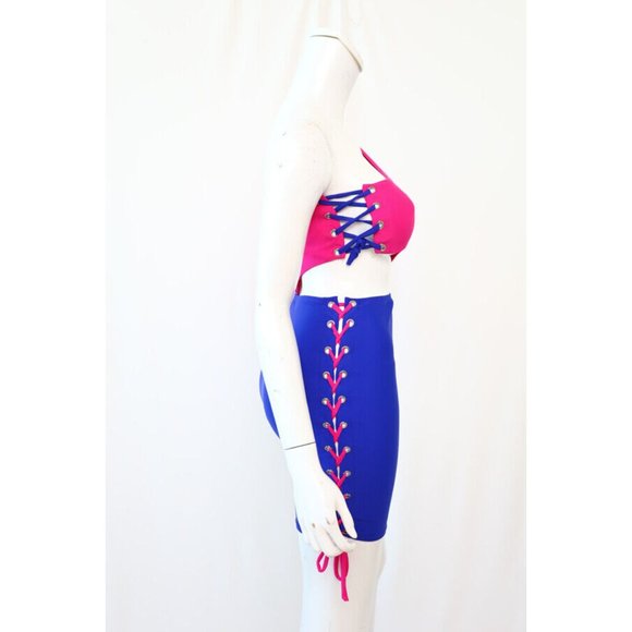 Women's Cut Out Side Lace up Detailed One Shoulder Mini Dress Party Dress - Picture 9 of 12